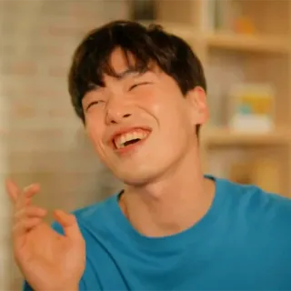 😆 sourire, rire, asiatique, homme, joyeux telegram sticker