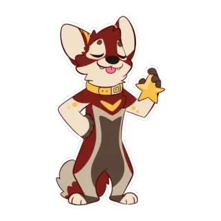 🌟 Furry, Dibujos animados, Animal, Perro, Personaje, Estrella telegram sticker