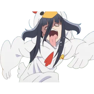 😛 Аниме, Курица, Костюм, Смешно, Глупый, Безумный, Язык telegram sticker
