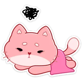 😠 кот, розовый, милый, уставший, грустный, мультфильм telegram sticker