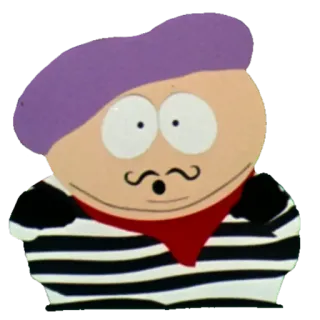 🇫🇷 Cartman South Park cartoon, french, beret, mustache, South Park telegram sticker