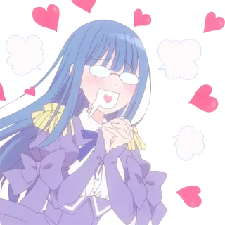 💕 ragazza anime, kawaii, cuori, carino, animato, adesivo whatsapp sticker