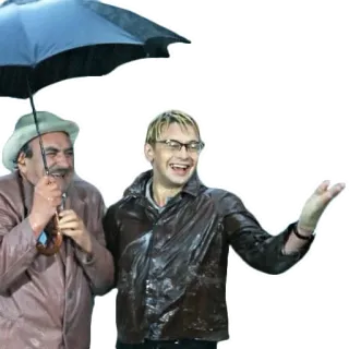 😄 men, umbrella, smiling, rain telegram sticker