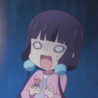 🍇 anime, shocked, girl, cartoon, scared, exaggerated, emotional telegram sticker