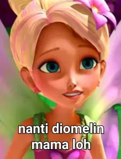 🥰 nanti diomelin mama loh wróżka, kreskówka, postać, blondynka, skrzydła whatsapp sticker