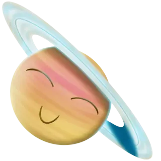 😀 saturn, planet, rings, space, astronomy, cartoon, kawaii telegram sticker
