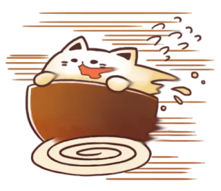 ☕ chat, bol, mignon, dessin animé, animal, kawaii whatsapp sticker