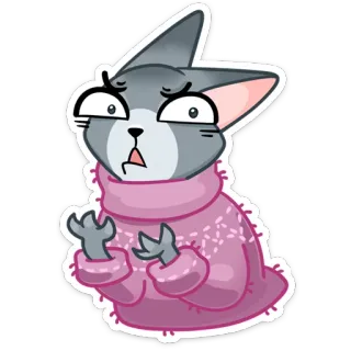 😱 кот, котенок, свитер, милый, мультик, животное telegram sticker