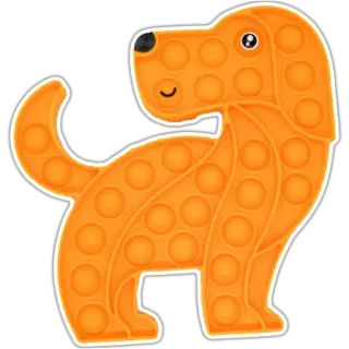 🐕 cane, pop it, fidget toy, giocattolo sensoriale, arancione, cucciolo, antistress, gioco di bolle whatsapp sticker