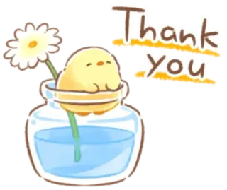 🤩 Thank you gracias, flor, saludo, pájaro, pollito, lindo, kawaii, pegatina whatsapp sticker