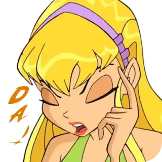 👄 DA! Hoạt hình, Cô gái, Tóc vàng, Nhân vật, Biểu cảm, Động telegram sticker