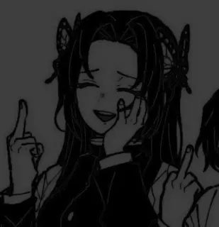 🖤 Shinobu Kocho Demon Slayer 蝴蝶忍, 动漫, 中指, 冒犯, 漫画, 鬼灭之刃 telegram sticker