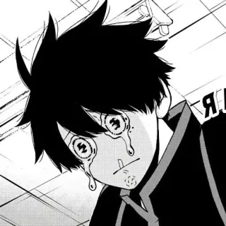 😭 Animé, Manga, Pleurs, Noir et blanc, Triste telegram sticker