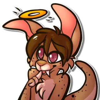😇 furry, kangaroo, angel, cute, cartoon, anthropomorphic, animal telegram sticker