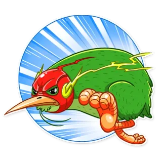 🏃 kiwi, pájaro, superhéroe, velocidad, dibujos animados whatsapp sticker