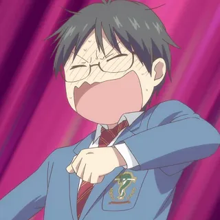 🎼 Anime, Ragazzo, Cartone animato, Divertente, Scioccato, Espressione whatsapp sticker