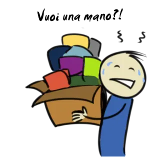 😖 Wow Thanks! dessin animé, boîte, vêtements, merci, fardeau, porter telegram sticker