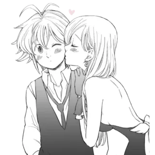 💕 Meliodas Seven Deadly Sins Anime, Kuss, Romantik, Manga, Paar telegram sticker
