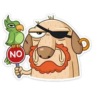 😒 NO pirate, parrot, cartoon, no, sign, character telegram sticker
