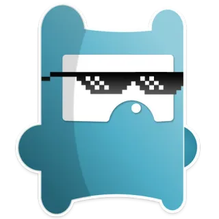 😎 cartone animato, occhiali, personaggio, blu, cool telegram sticker