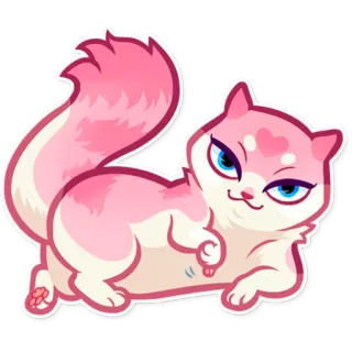 👎 gato, rosa, animal, lindo, dibujos animados, pegatina telegram sticker
