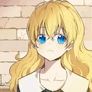 🌸 Anime, Chica, Pelo rubio, Ojos azules, Personaje, Dibujo animado whatsapp sticker