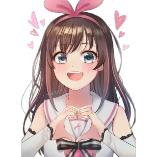 ❤ Kizuna AI Anime, Youtuber virtuale, Kawaii, Cuore, Cartone animato, Personaggio, Ragazza telegram sticker
