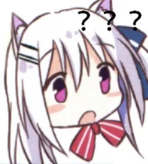 🧐 ??? Аниме, Вопрос, В замешательстве, Кошкодевочка, Каваий, Милый whatsapp sticker