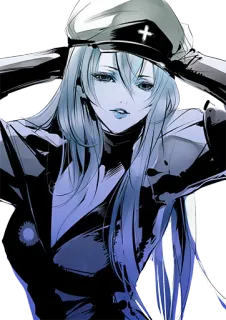 😏 Anime, Vrouwelijk, Militair, Hoed, Officier, Vrouw telegram sticker