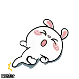 🥲 wonfar kelinci, lucu, animasi, stiker, putih, binatang telegram sticker