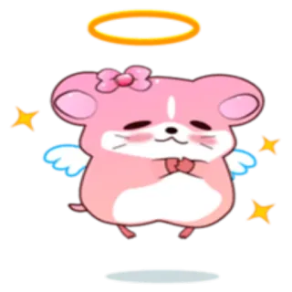 😇 hamster, angel, wings, stars, cute, cartoon, pink telegram sticker