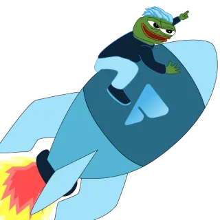 🚀 Pepe the Frog Meme, Rakete, Pepe, Frosch, Internetkultur telegram sticker