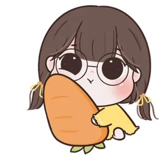 🧚‍♀ sticker, dibujos animados, chica, zanahoria, lindo, kawaii telegram sticker