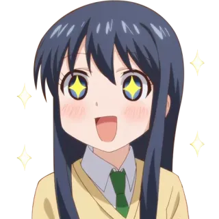 🤩 anime, girl, school uniform, cute, sparkling eyes, happy whatsapp sticker