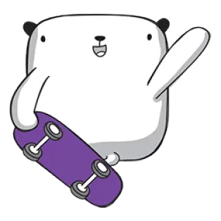 😜 Bär, Skateboard, süß, Cartoon, Tier, Skaten telegram sticker