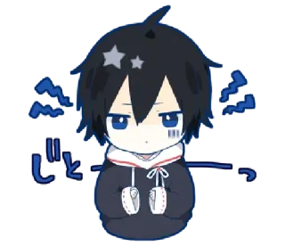 😠 じと〜 anime, chibi, kawaii, cute whatsapp sticker