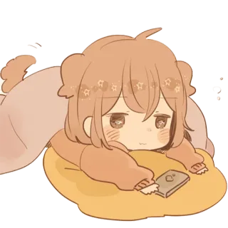📱 anime, assonnato, carino, sdraiato, cuscino telegram sticker