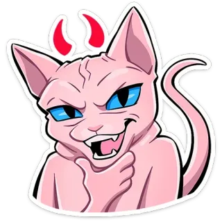 😈 cat, devil, sphynx, evil, sticker, cartoon telegram sticker