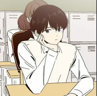 🧃 Anime, Szkoła, Chłopak, Kreskówka, Siedzący telegram sticker