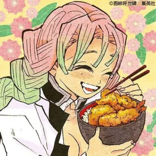 💕 Mitsuri Kanroji Demon Slayer anime, manga, food, cute, illustration, portrait telegram sticker