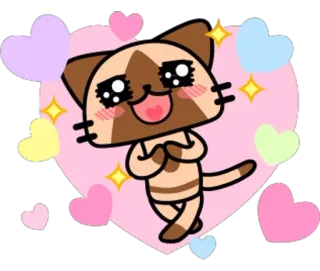 😻 고양이, 카와이, 귀여운, 하트, 반짝이, 만화 telegram sticker