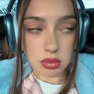 🥺 girl, headphones, eyes rolling, expression, bored, annoyed, selfie, mood telegram sticker