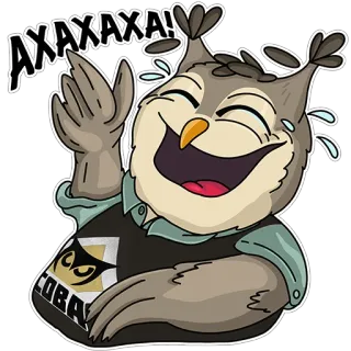 😂 AXAXAXA! owl, laughing, cartoon, sticker, animal, bird, humor whatsapp sticker