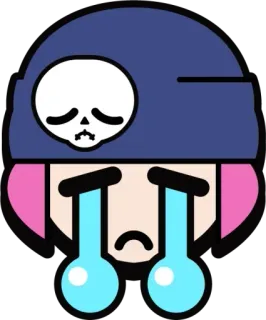 😭 triste, piangere, elmetto, teschio, emoji, adesivo whatsapp sticker
