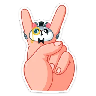 ✌️ sticker, peace sign, mouse, monocle, bowtie, cute, cartoon telegram sticker