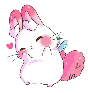 ❤️ кролик, милый, розовый, мультик, животное, каваий, ангел telegram sticker