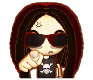😎 cartoon, skull, character, sunglasses, pointing telegram sticker