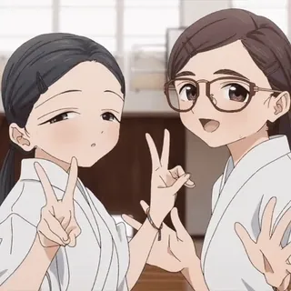 🙌 Anime, Chicas, Signo de la paz, Gafas, Lindo, Uniforme whatsapp sticker