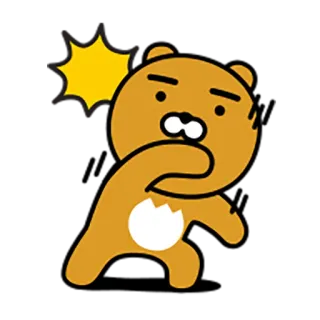 😳 Ryan Kakao Friends, Ryan, urso, chocado, surpreso telegram sticker