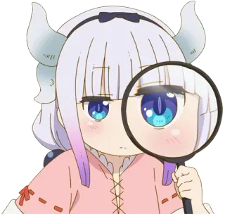 🔎 Kanna Kamui Miss Kobayashi's Dragon Maid アニメ, ドラゴン, かわいい, カンナカムイ, 虫眼鏡, 小林さんちのメイドラゴン, 可愛い telegram sticker